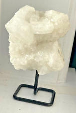 GEODE CRYSTAL QUARTZ ON A METAL STAND BEAUTIFUL & HEAVY STONE NEW CRYSAL STATUTE picture