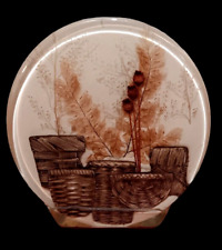 Vintage Lucite Pressed Leaf Flower Wicker Baskets Napkin Mail Holder Acrylic MCM picture