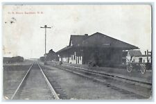 1910 GN Depot Train Station Exterior Railroad Larimore North Dakota ND Postcard picture