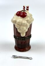 Porcelain Hinged Trinket Box Root Beer Float With Spoon picture