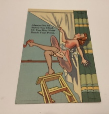 Vintage Postcard - Woman falling of ladder picture