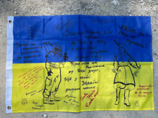 Very Rare Flag of Ukraine with Signatures. War in Ukraine 2022-2024 picture
