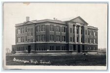 Ontonagon Michigan RPPC Photo Postcard High School Exterior View Building c1940 picture