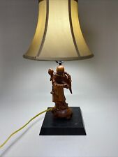 Vintage Hand Carved Confucius Wise Asian Oriental Style Table Lamp 19.5