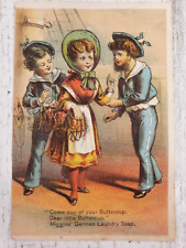 Higgins German Laundry Soap Victorian Trad Card Dear Little Buttercup picture