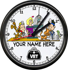 Personalized Clinic Veterinarian Male Dr. Vet Assistant Dog Cat Sign Wall Clock picture