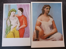 lot 2 vtg postcard Pablo Picasso SEATED WOMAN THE LOVERS unposted art picture