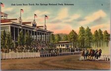 c1940s HOT SPRINGS Arkansas Postcard OAK LAWN RACE TRACK Horse Racing / LINEN picture