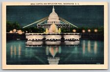 Washington DC~View Of Capitol Bldg & Reflection Pool~Vintage Linen Postcard picture