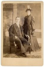 CIRCA 1893 ID'd & Dated CABINET CARD Brother & Sister Victorian Dress Suit & Tie picture
