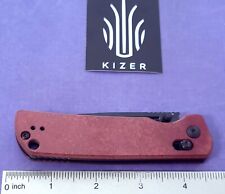 KIZER Cutlery Knife Escort Tactical Clutch Lock Burgundy Richlite Handle 154CM picture
