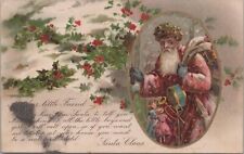 Postcard Christmas Santa Claus Pink Robes + Toys 1906 picture