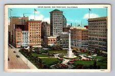 San Francisco CA-California, Aerial Union Square, Vintage c1930 Postcard picture