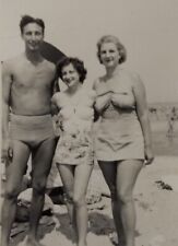 Photo Bronx NY Orchard Beach Pretty Women Bathing Suits Handsome Man Vtg Smile  picture