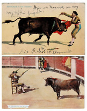 Lot of 2 Bull Fighting Postcards Mexico 1906 CF72 picture