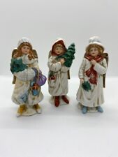 Vintage Antique Midwest Import Angel Set of 3 Bisque Porcelain picture