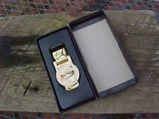1950s FORD CREST GOLD CHROME MONEY CLIP GIFT BOX FLIP STYLE NICE NOS QUALITY picture