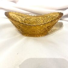 vintage amber colored deep cut glass bowl dish  picture