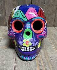 Talavera Clay Sugar Skull Mexico Day of the Dead Multi-Color Folk Art picture