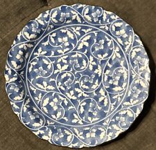 Vintage Takahushi Japanese Ceramic Plate Decorative Flower Design Blue White picture