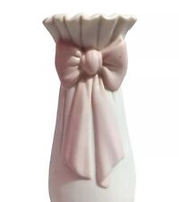 Ceramic White With Pastel Pink Bow Bud Vase 6.5