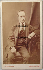 CDV SEATED MAN TWYNHAM MANCHESTER PICTURE FANCY BACK CHAIN TIE ANTIQUE PHOTO picture
