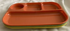 3 Vintage Colonial Plastics Plastic Divided Picnic Dinner Trays FUN FOR KIDS picture