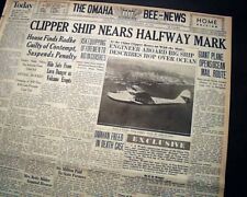 CHINA CLIPPER Very 1st Trans-Pacific Airmail Airplane Flight 1935 old Newspaper picture