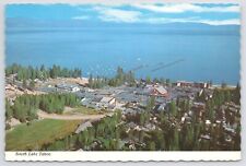 Nevada~Air View South Lake Tahoe & Shopping Center~Continental Postcard picture