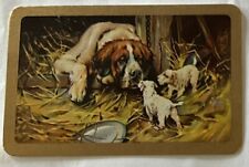 (B2P) Vintage playing card of a St Bernard dog with puppies picture