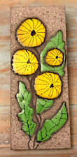 Unique Enamels on Lava Yellow Flowers Wall Tile Hand Made in Hagnier, France picture