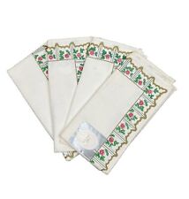 Lot of 4 Christian Dior Napkins New Vintage White With Roses & Golden Trim picture