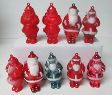 9 Vintage Hard Plastic Christmas Santa Claus Ornaments picture
