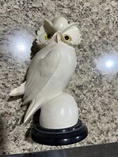 Vintage Italian Alabaster Owl Sculpture by A. Giannelli White Owl Figurine picture