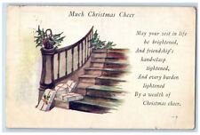 1920 Christmas Holly Berries Gifts Stairs Williams Bay Wisconsin WI Postcard picture