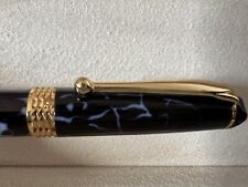 Feather Pen Fountain Lacquer Blue Marble With Cubic Zirconia Mechanism Pressure picture