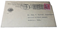 1917 ILLINOIS CENTRAL RAILROAD CHIEF SURGEON CHICAGO USED COMPANY ENVELOPE  picture