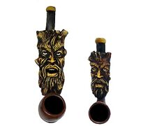 Tree Man Face Handmade Tobacco Smoking Mini & Small Pipes 2 Piece Combo Gift Set picture