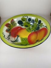 Enamelware Tin 12 Inch Fruit Bowl Vintage picture