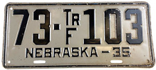 Nebraska 1935 Truck License Plate Man Cave Vintage Garage Gosper Co Collector picture