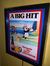 Hamm's Bear Beer Baseball Bar Lighted Man Cave Sign picture