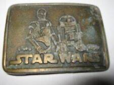 Star Wars Vintage 1977 C-3PO and R2-D2 Solid Brass Belt Buckle Rare picture