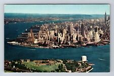 New Yor City NY-Aerial Of Manhattan, Antique, Vintage Postcard picture