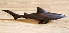 Hand Carved Ironwood Shark Statue Sculpture  Dark Wood picture