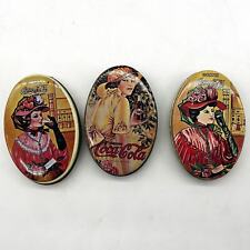 Vtg Coca Cola Sewing Tins Mini Oval Lot of 3 Tip Trays Hong Kong Import 1970s picture