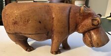 Wood handmade carved Walking African Hippo figurine. Made in Zimbabwe picture