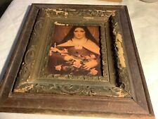 Antigue Frame Large18Wx20L Includes Art Print St Therese Terese Frame Needs Love picture