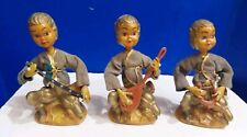 Vintage  Tilso Fantasy Elves Pixie Trio Of 3 With Instruments. picture