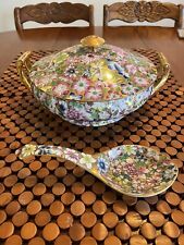 Antique Gilded Floral Tureen Hand Painted In Hong Kong picture