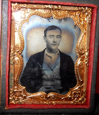 1/9th Size tintype of young man in half case picture
